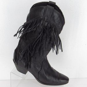 LAREDO Fringed Western Boots 7.5M Black #1012